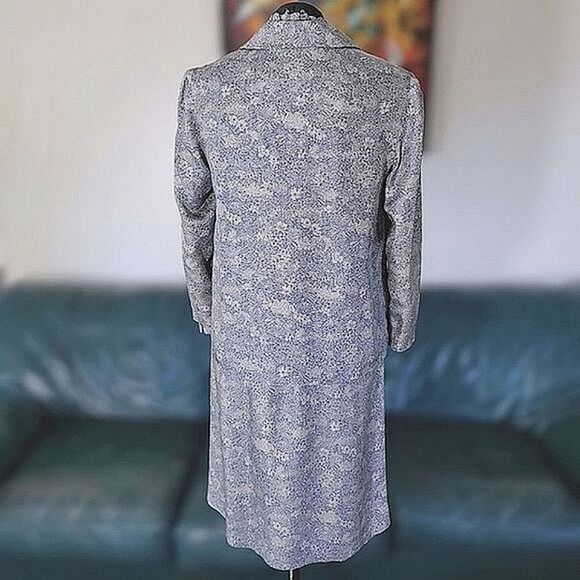 Vtg 60s blue & pale grey floral print dress & blazer co ord set - Picture 4 of 15